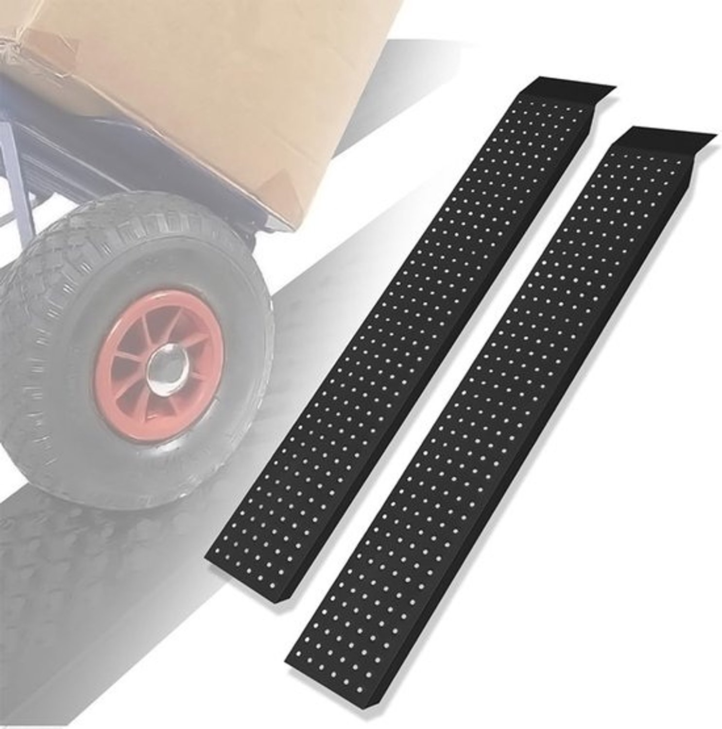 Oprijplaten set - Stalen laadhellingen - Voertuigen laden - Verzinkt met antislipprofiel - 160 cm lengte - Zwart