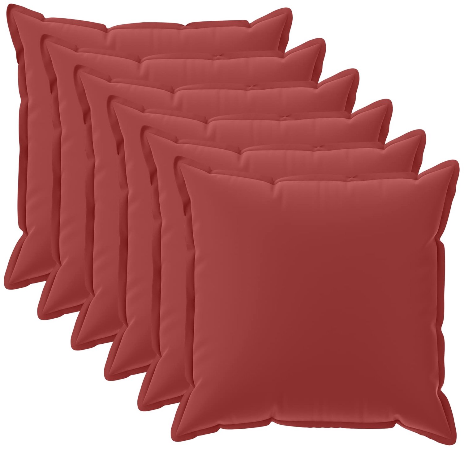vidaXL Dekenkussen - 6 - st - HOUTEN - Wijnrood - 45 - x - 45 - cm - Polyester