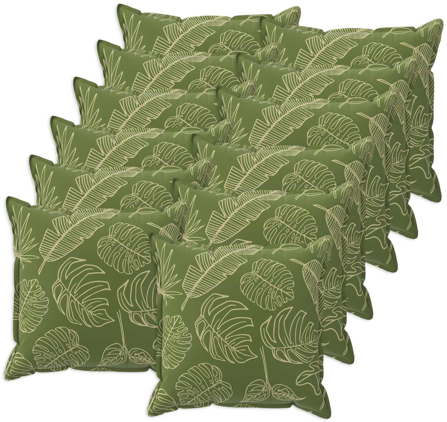 vidaXL Dekenkussen - 12 - st - HOUTEN - Blad - Design - 50 - x - 50 - cm - Polyester Bladontwerp