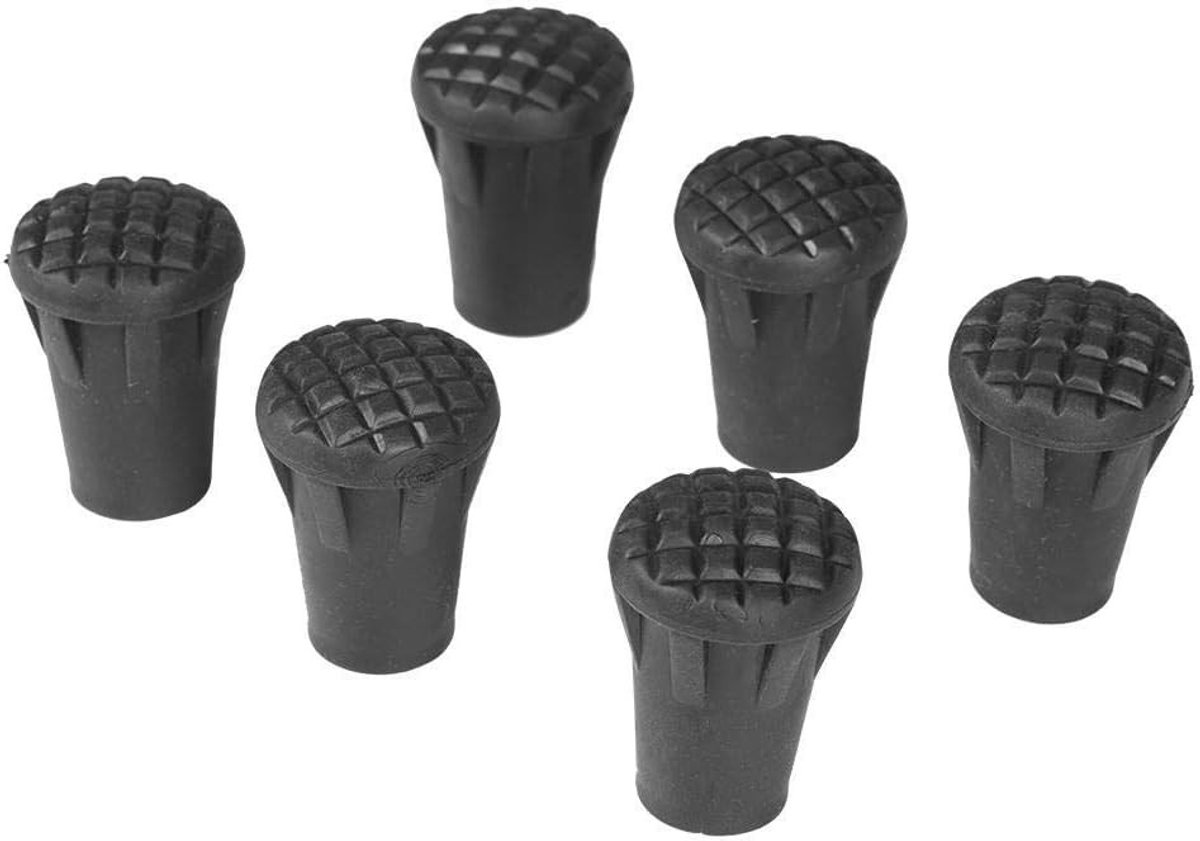 Set van 6 Rubber Pads voor Wandelstokken, Trekkingstokken en Accessoires voor Buitenactiviteiten