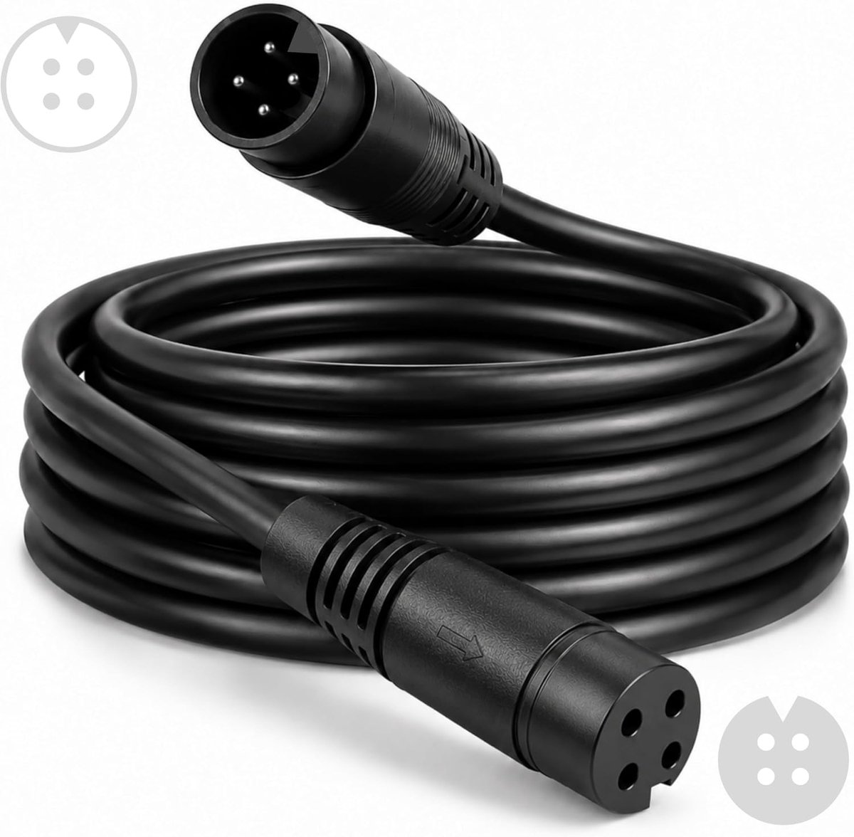 Verlengkabel voor achteruitrijcamera, 4-polig, 5 m, compatibel met 12 V/24 V, voor vrachtwagen, bestelwagen, aanhanger en bus, plug & play achteruitrijcamerakabel voor autorecorder