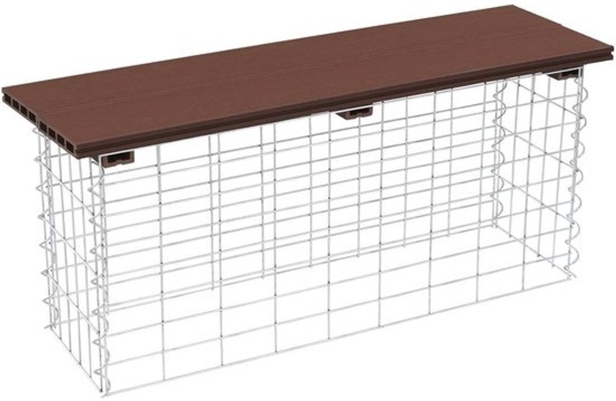Zitbank met Schanskorven en WPC Zitvlak in Houtlook 100 x 30 x 43 cm