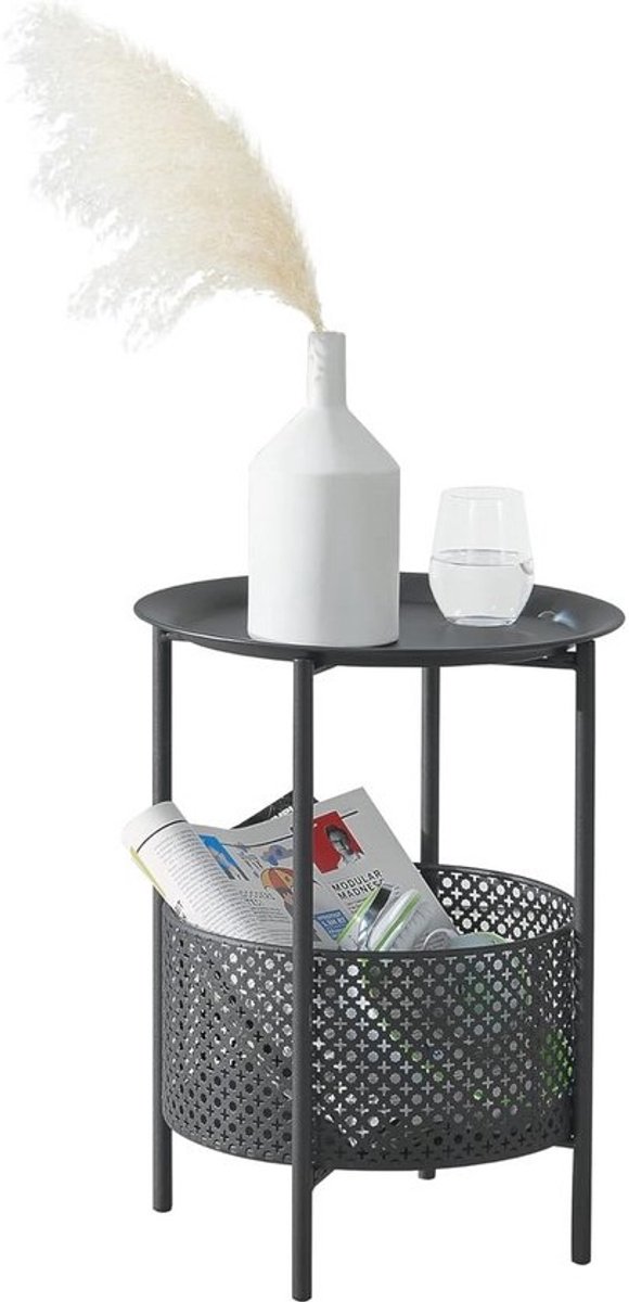 Ronde Bijzettafel 45xØ35 cm - Zwart Metaal