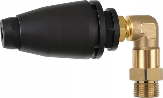 mondstuk 90° turbo, hogedruksproeier M22 x 1,5 buitendraad 14 mm, hoekstraal, mini, duurzaam messing/kunststof, voor pleisterwerk, ondergrond, staal — afbeelding 3