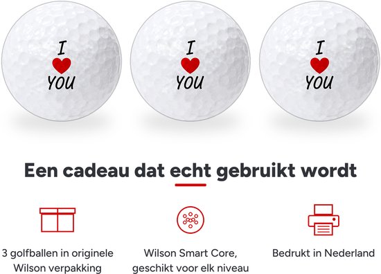 Wilson Golfballen I Love You - Valentijn Golf Cadeau - 3 stuks - Golfbal met Opdruk van Wilson — afbeelding 2