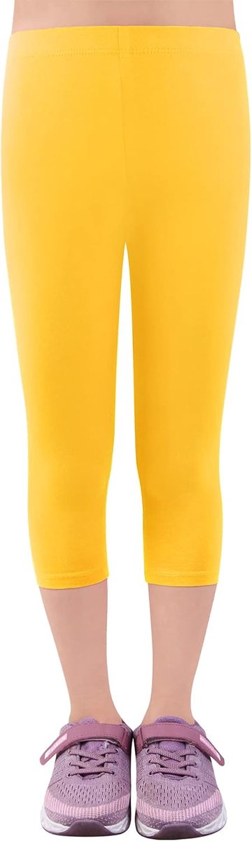 Leggings 3/4 meisjesbroek capribroek van katoen schoolkleding leeftijd 4-18 jaar 2723, Afzonderlijk pakket geel, 110 cm