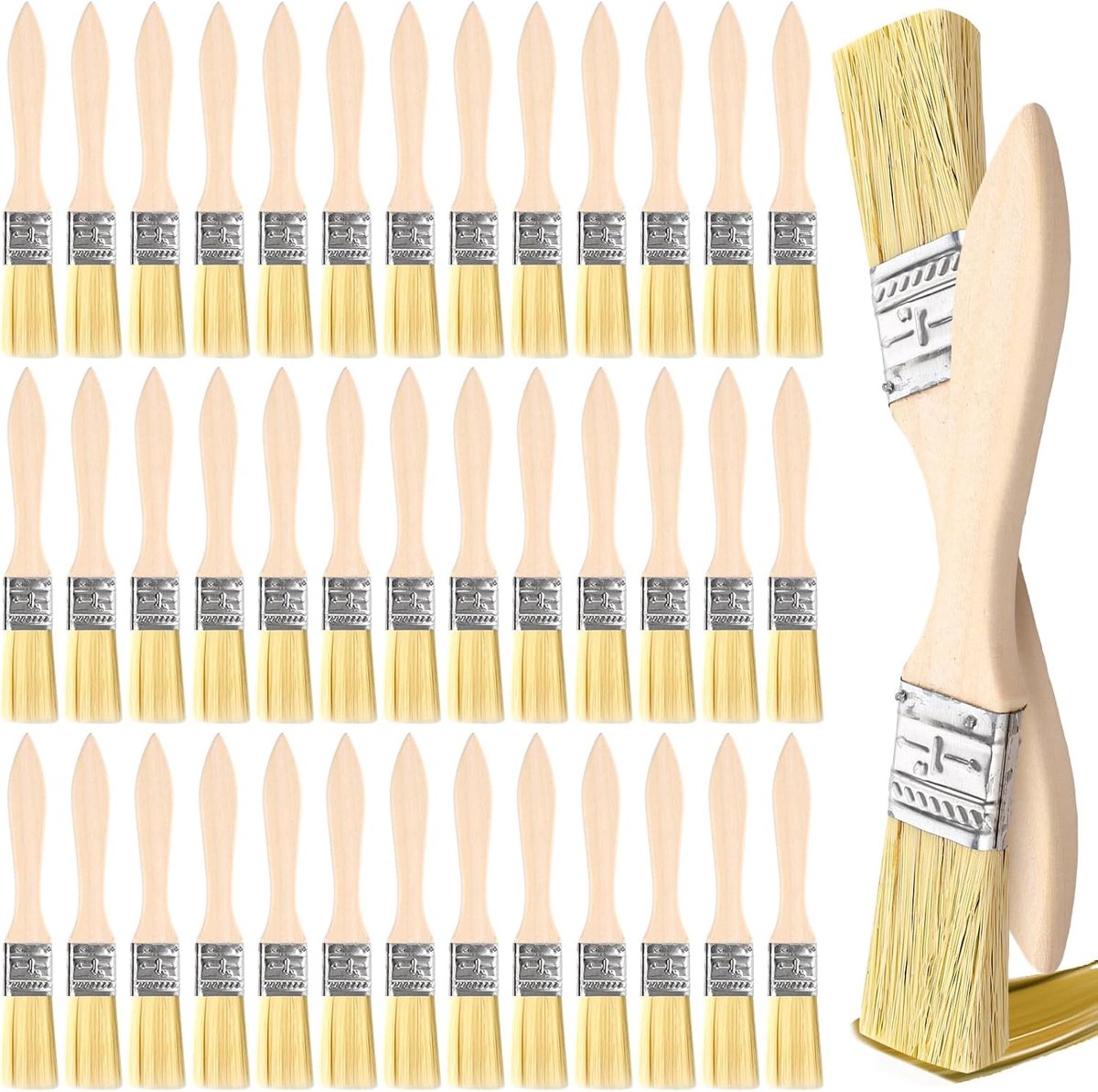 Platte kwasten, 23 mm, kwastenset met houten steel, platte kwastenset voor hout, lazuurkwast, schilderkwast, platte kwast voor schermen, decoreren, schilderen