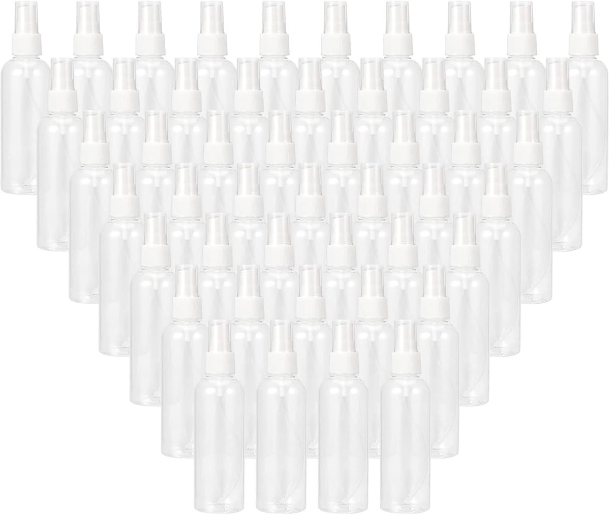 Spuitflessen 50 ml plastic, kleine lege plastic flessen, transparante mini spuitflessen kunststof reisformaat voor essentie, haarspray, toner
