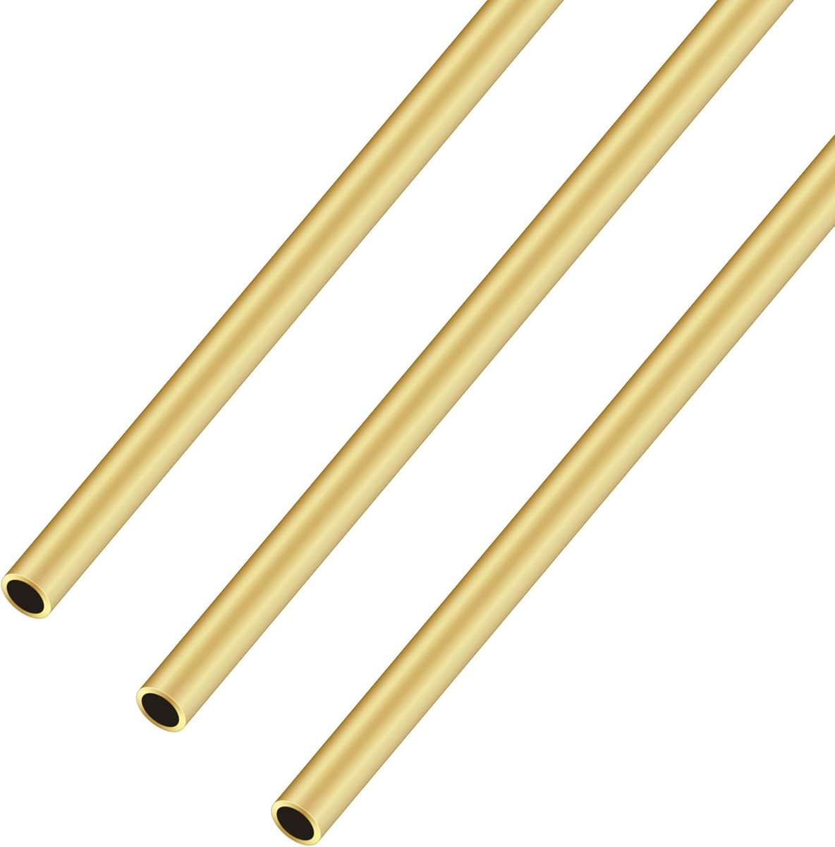 Buis, 6 mm OD 0,75 mm wanddikte 300 mm lengte naadloze rechte messing ronde buizen voor doe-het-zelf ambachten (3 stuks)