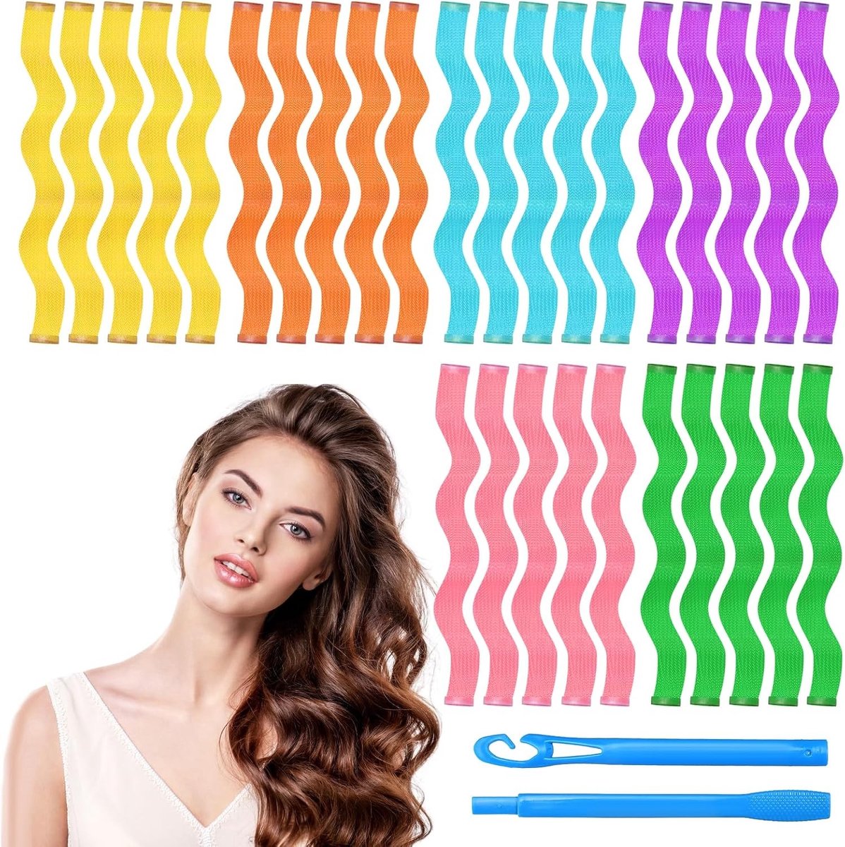 Heatless curls - Transparant - 30 cm - Flexibele Krulspelden zonder Hitte - Voor Alle Haarlengtes
