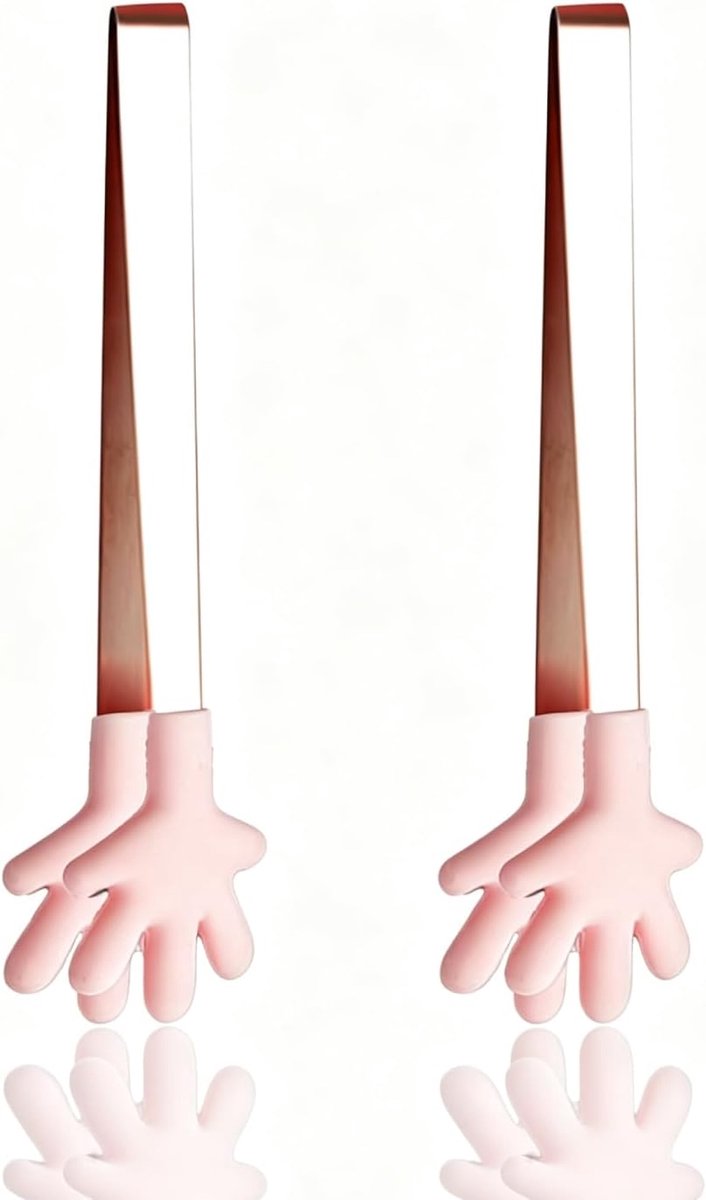 2 stuks mini-tangen, kleine serveertangen, roestvrij staal, serveertang met siliconen punten, grappig keukengerei, handvorm, hartvorm, serveertang voor het serveren van levensmiddelen (roze palmvorm)