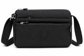 Bagwise® Kleine Schoudertas Dames – Crossbodytas – Waterafstotend – 5 Vakken – 23 cm – 1006 Zwart