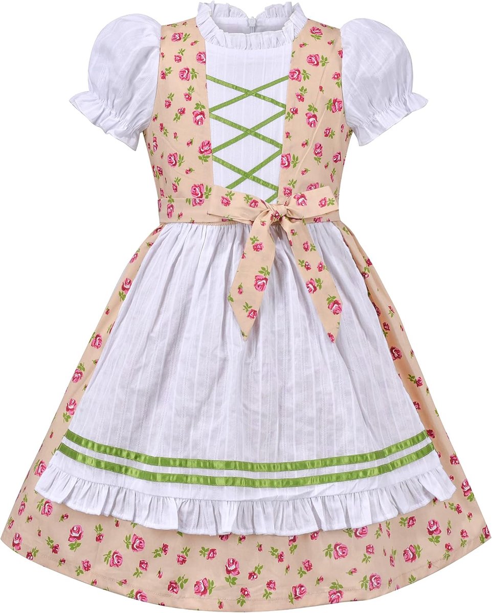 Duitse Dirndl Jurk Kostuums Voor Beierse Oktoberfest Wijnoogst Roze 4-12 jaar