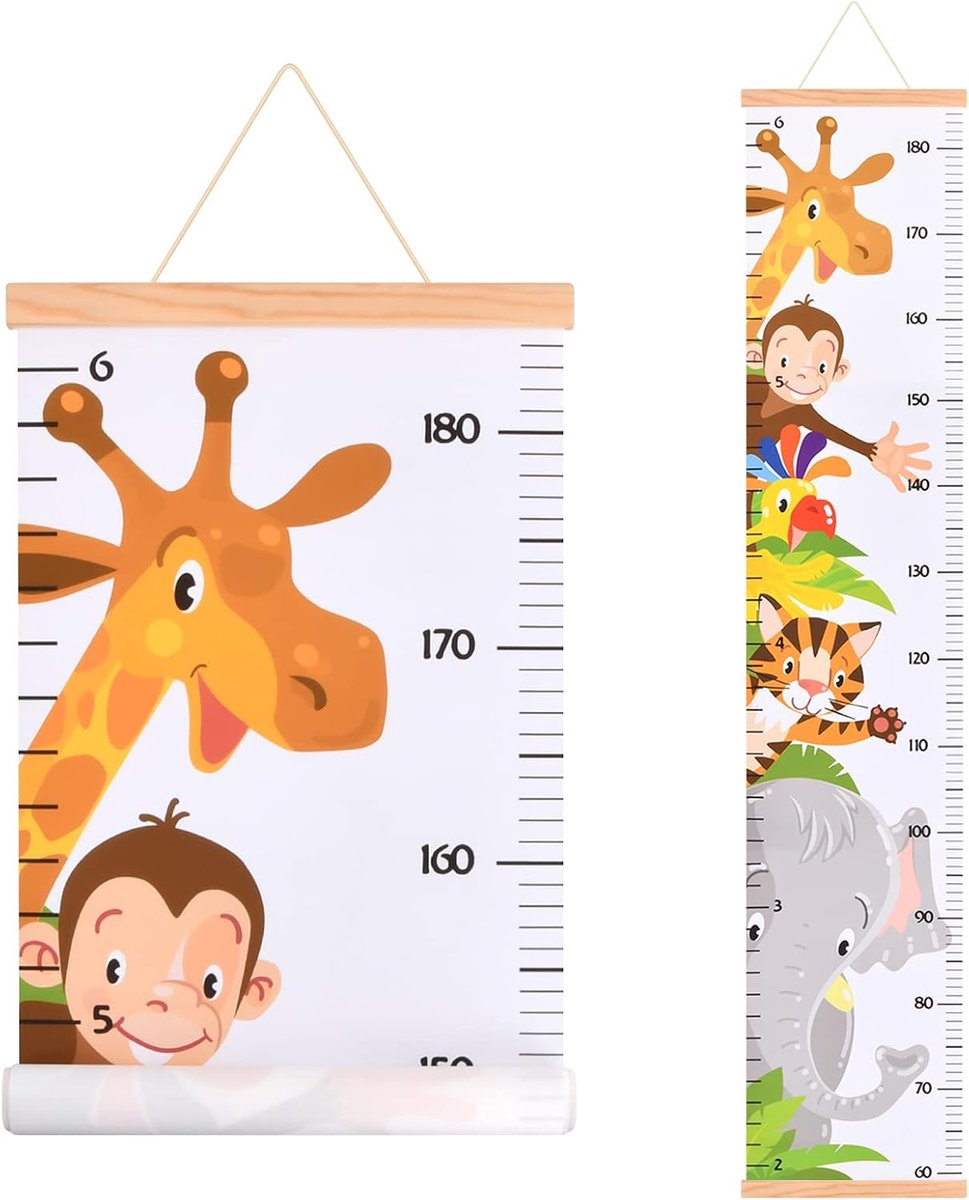 Meetlat voor kinderen, meetlat, hoogte diagram, kinderen en baby's, schattig dier, hoogteliniaal om op te hangen, slaapkamer wanddecoratie