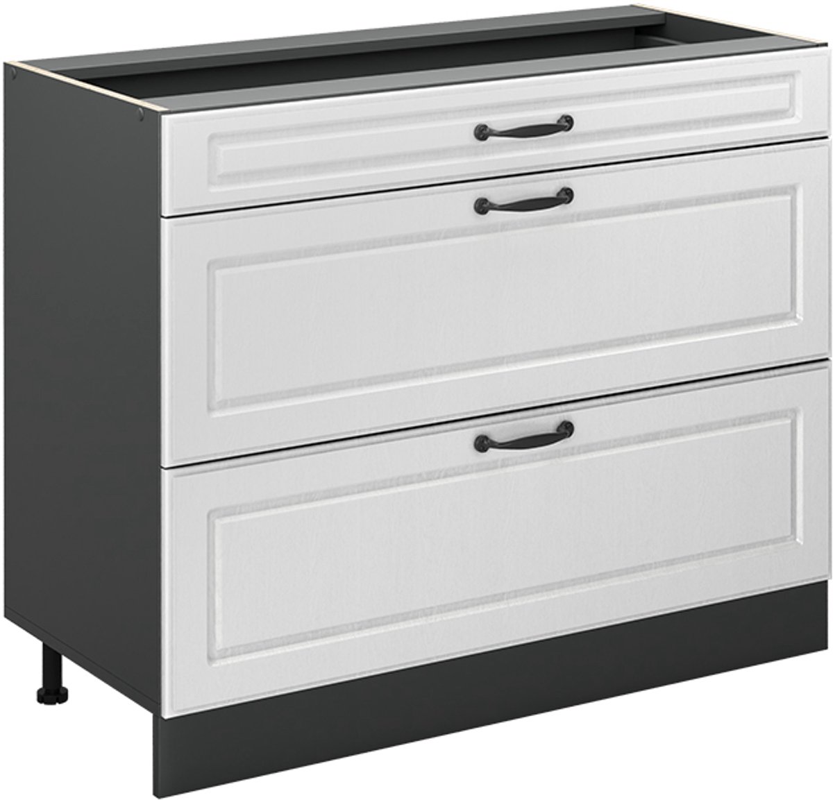Vicco Keukenonderkast R-Line, Wit landelijk/Antraciet, 100 cm zonder werkblad