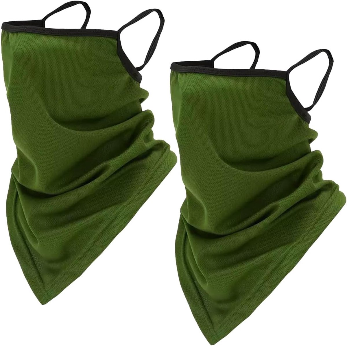 2 Stück Bandana Gesichtsmaske Grün Kühlend Sommer Sonnenschutz Gesichtsschutz mit Ohrschlaufen Atmungsaktiv Halstuch Schal für Radfahren Angeln Wandern Motorrad Herren Damen