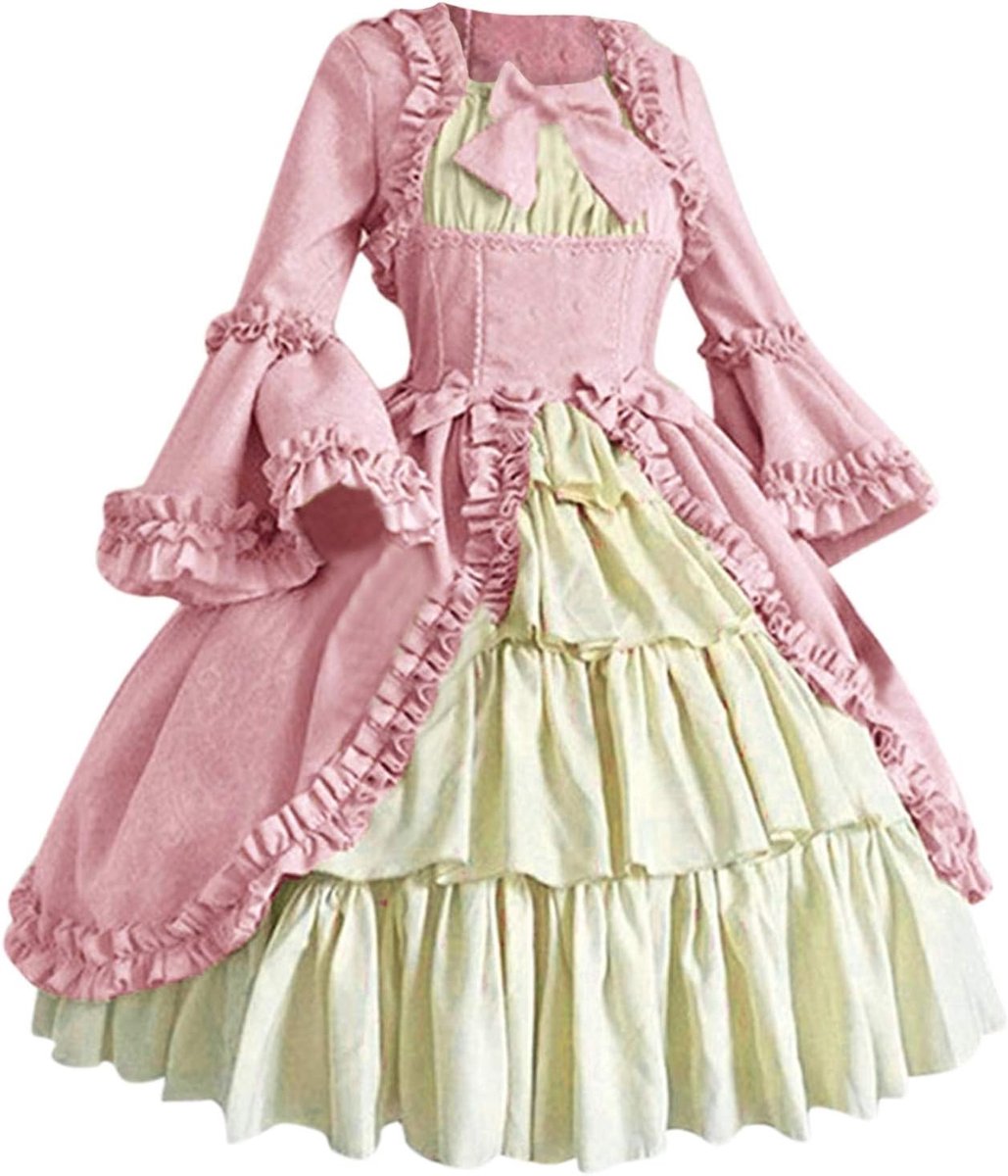 Halloween kostuum volwassenen barok kostuum vampier dames heren jurk renaissance middeleeuws avond carnaval prinses koning verkleedpartij elegant A69