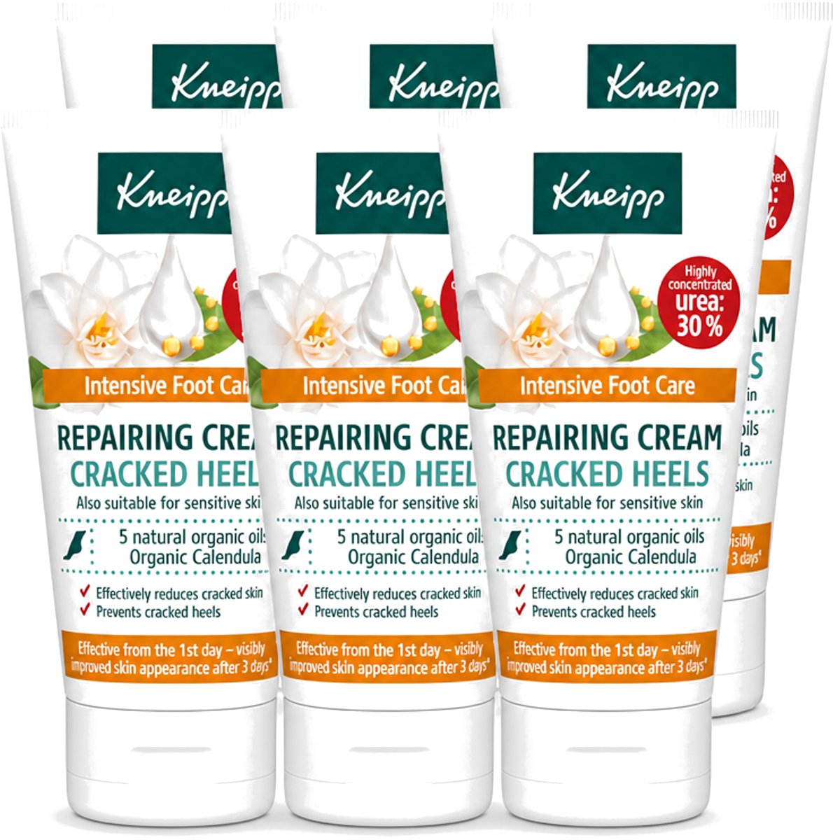 6 x Kneipp - Hielklovencrème - 30 % ureum - Geschikt voor diabetici - 50 ml - Voordeelverpakking - 6 stuks