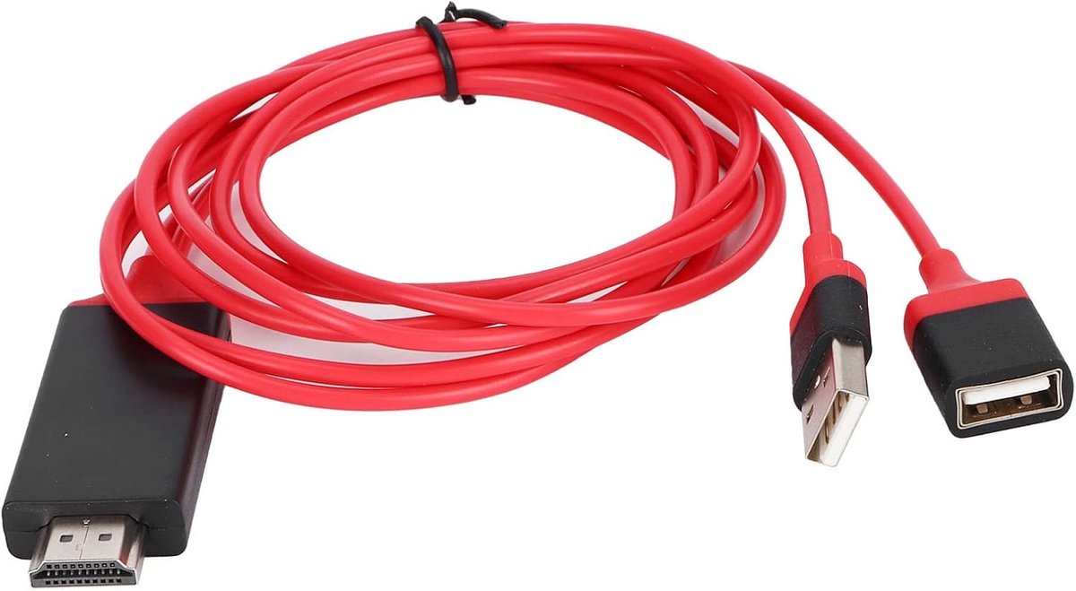HDMI-kabel, 1080P HDMI Naar USB-adapterkabel Universele Mobiele Telefoon Naar Tv HDMI-verbindingsdraad 6,6ft Adapterkabel Voor HDTV AV Mobiele Telefoon Tablet