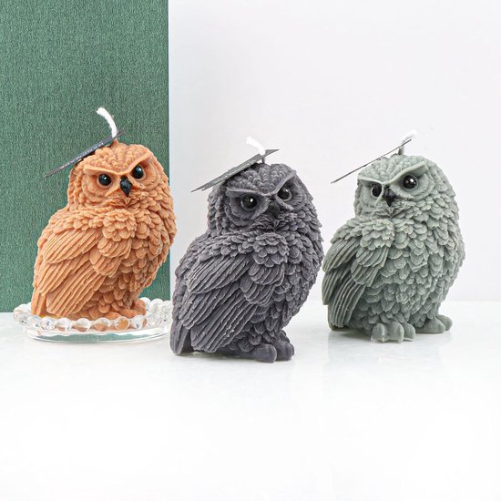 3D siliconen vorm van uil, kaarsvorm, uil, cake, fondant, bakvorm voor taartdecoratie, chocolade, zeep, sojawas, kaarsen, handwerk — afbeelding 2