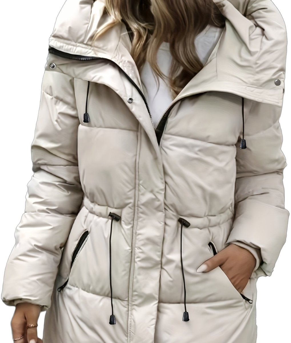 Currero Winterjas Parka Dames Lange Jas Dames Wintermantel Overjas Gewatteerd Waterdicht Winter Stijlvol Mantel Vrouwen Volwassen Ivoorwit