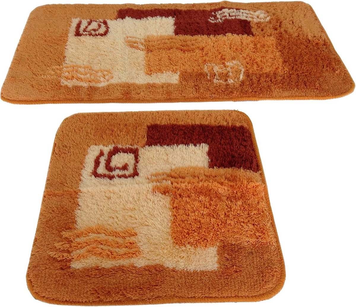 Badmattenset, badtapijt, Milaan, Terra │ Afmeting: 50x90cm, 50x45cm │antislip, machinewasbaar