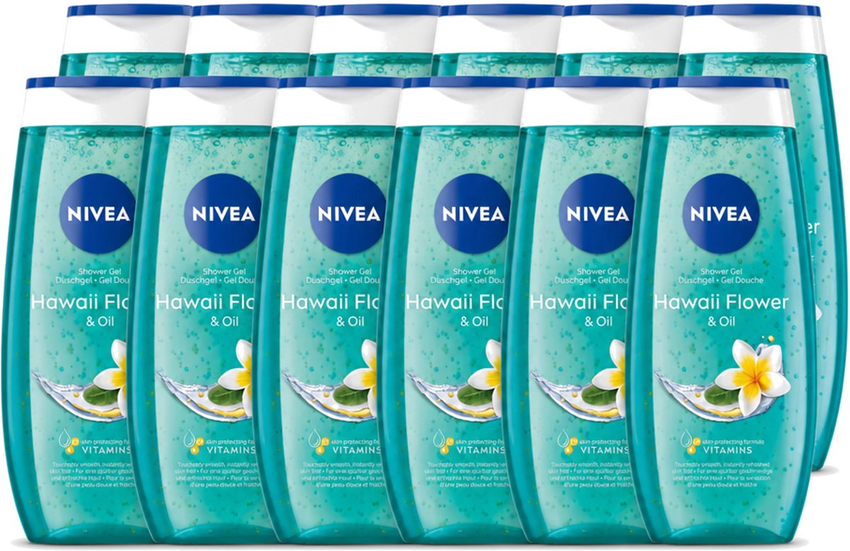 12 x Nivea – Douchegel – Hawaii Flower & Oil – 250 ml - Voordeelverpakking - 12 stuks