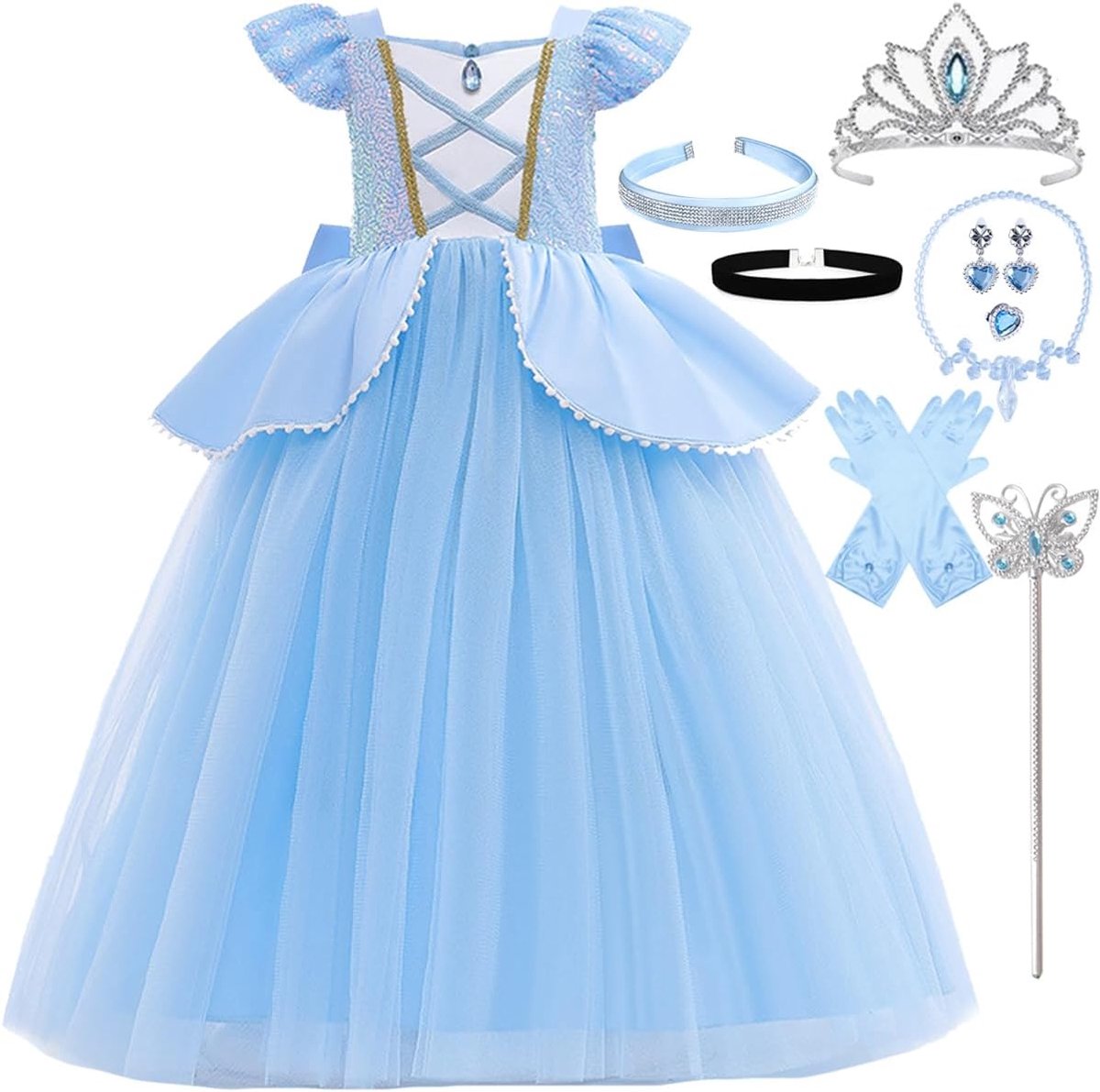 Prinsessenjurk voor Meisjes, Assepoester Kostuum Kinderen Carnaval Cosplay Verjaardag