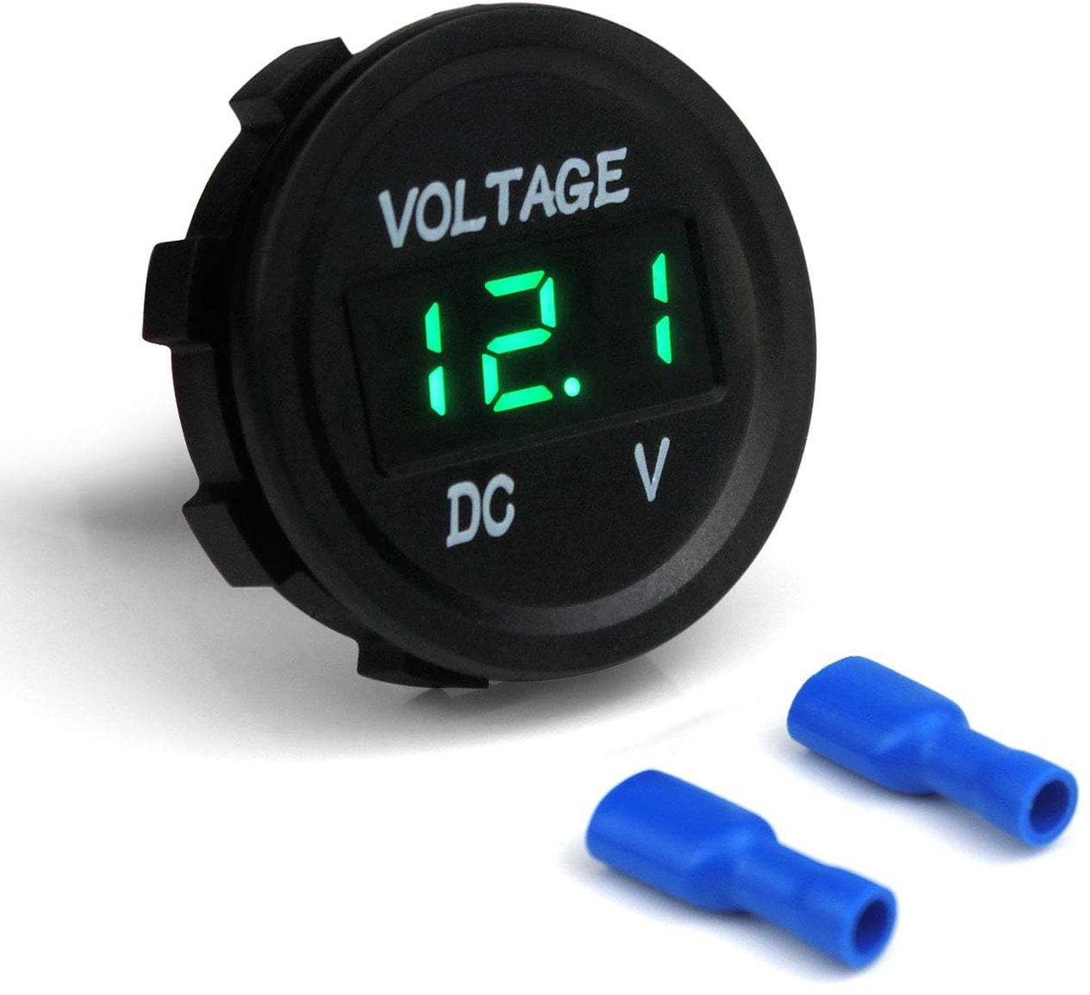 Voltmeter, DC 12 V-24 V, IP67 waterdicht, 5-48 V meetbereik, voor auto, motorfiets, vrachtwagen, camper, boot, eenvoudige installatie, ompolingsbescherming (groen)