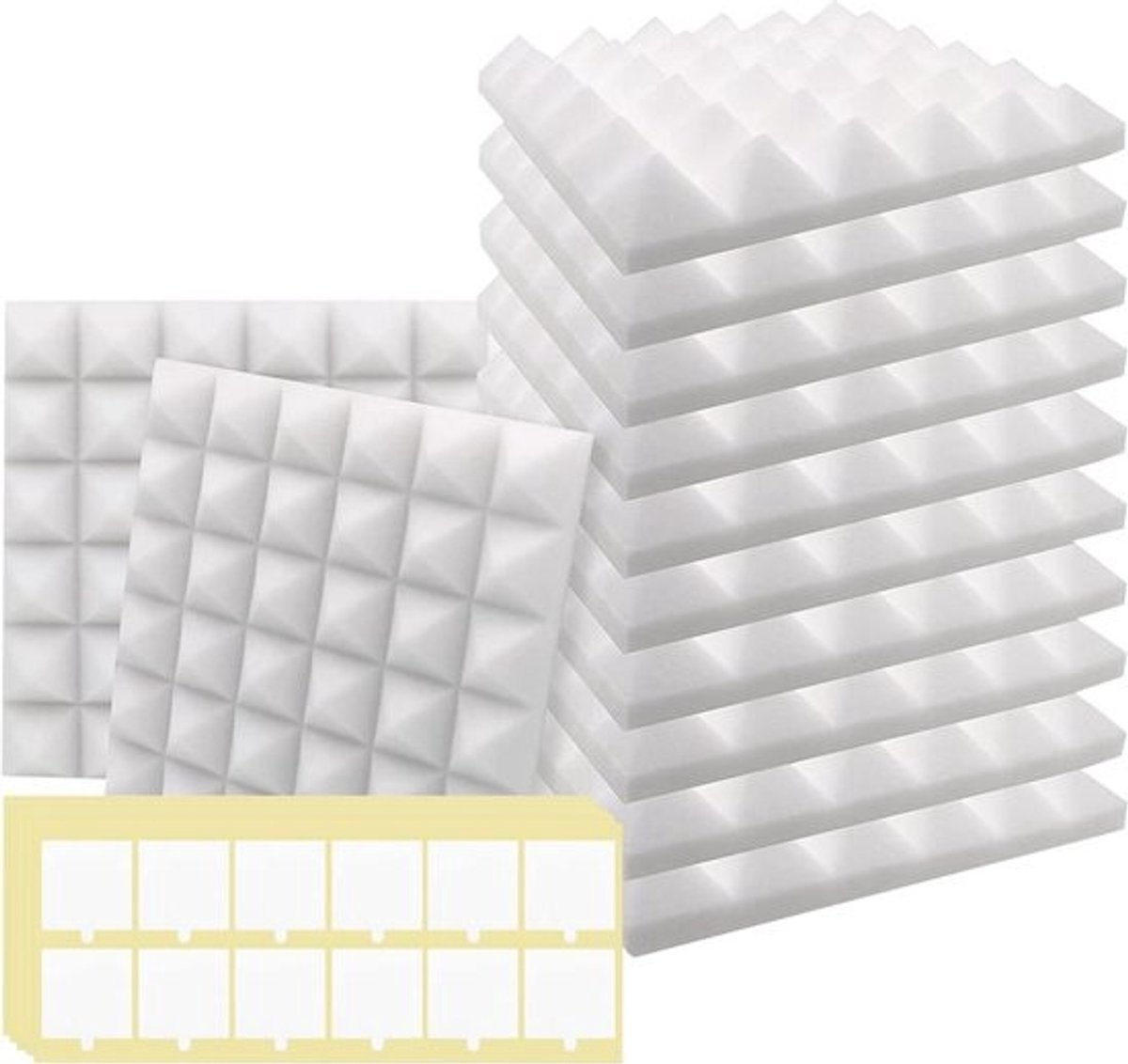 12 stuks akoestische schuimpanelen 30 x 30 x 5 cm piramide geluidsabsorberende - hoge dichtheid - vuurvast - platenstudio KTV