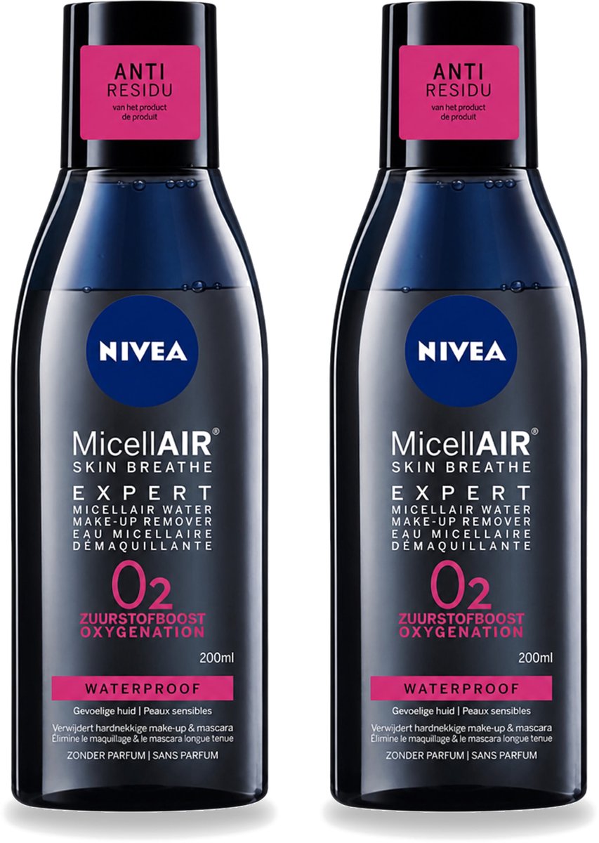 2 x Nivea - Expert Make-up Remover - Micellair Water - Gezichtsreinigingsmiddel - 200 ml - Bulkverpakking - 2 stuks