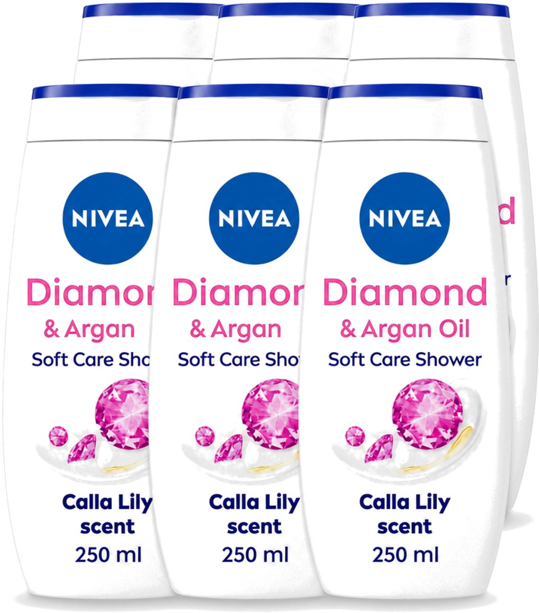 6 x Nivea - Diamond Touch Douchegel - Sensuele Leliegeur - 250 ml - Voordeelverpakking - 6 stuks