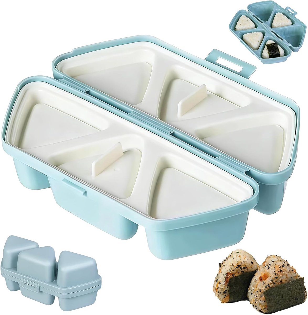 6-in-1 Rijstbalvorm Set – Driehoekige Onigiri & Sushi Vorm – Voor Bento & Keuken – Kunststof