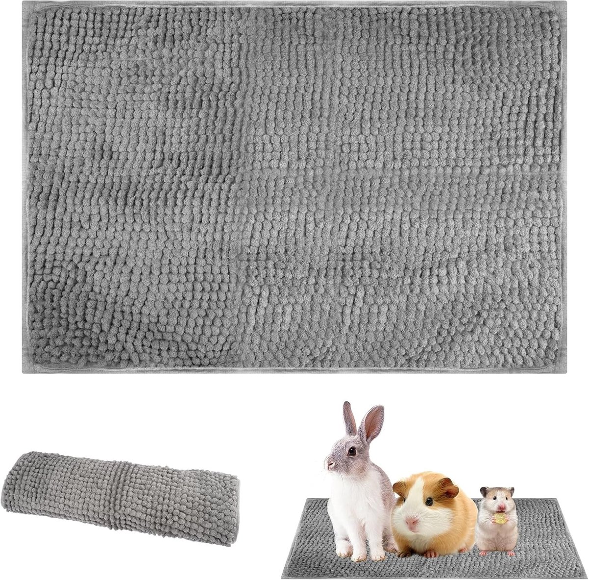Wasbare Fleece Bodembedekking voor Kleine Dieren, 60×40 cm, Hoog Absorberend, Herbruikbare Slaapmat, Geschikt voor Cavia's, Konijnen en Hamsters