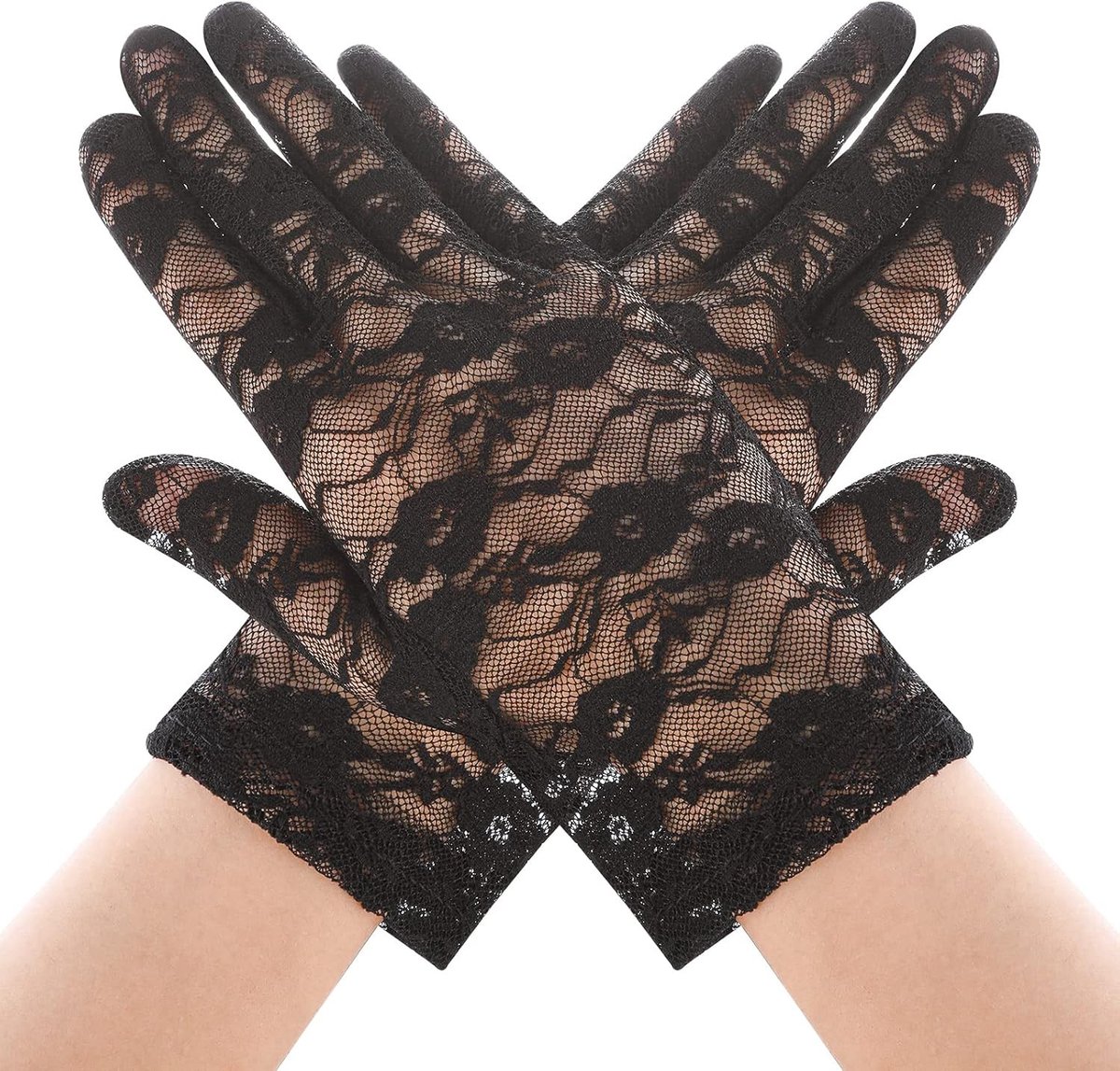 Elegante Zwarte Kanten Handschoenen voor Bruiloft, Zomerfeesten en Opera - Zonbescherming en Stijl