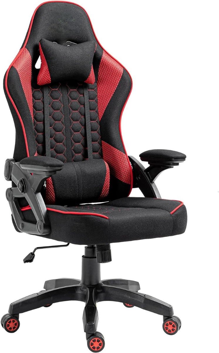 Kavo Gamingstoel - Laadcapaciteit tot 130 kg - Gamingstoel - Gamingstoel met Lendensteunkussen - Zwart en Rood - 52cm x 59cm x 126cm