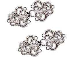 Cloak Clasp Fasteners, 2 Pairs Swirl Flower Cape Bevestigingen voor Kleding, Zilver, Ideaal voor Jassen en Capes