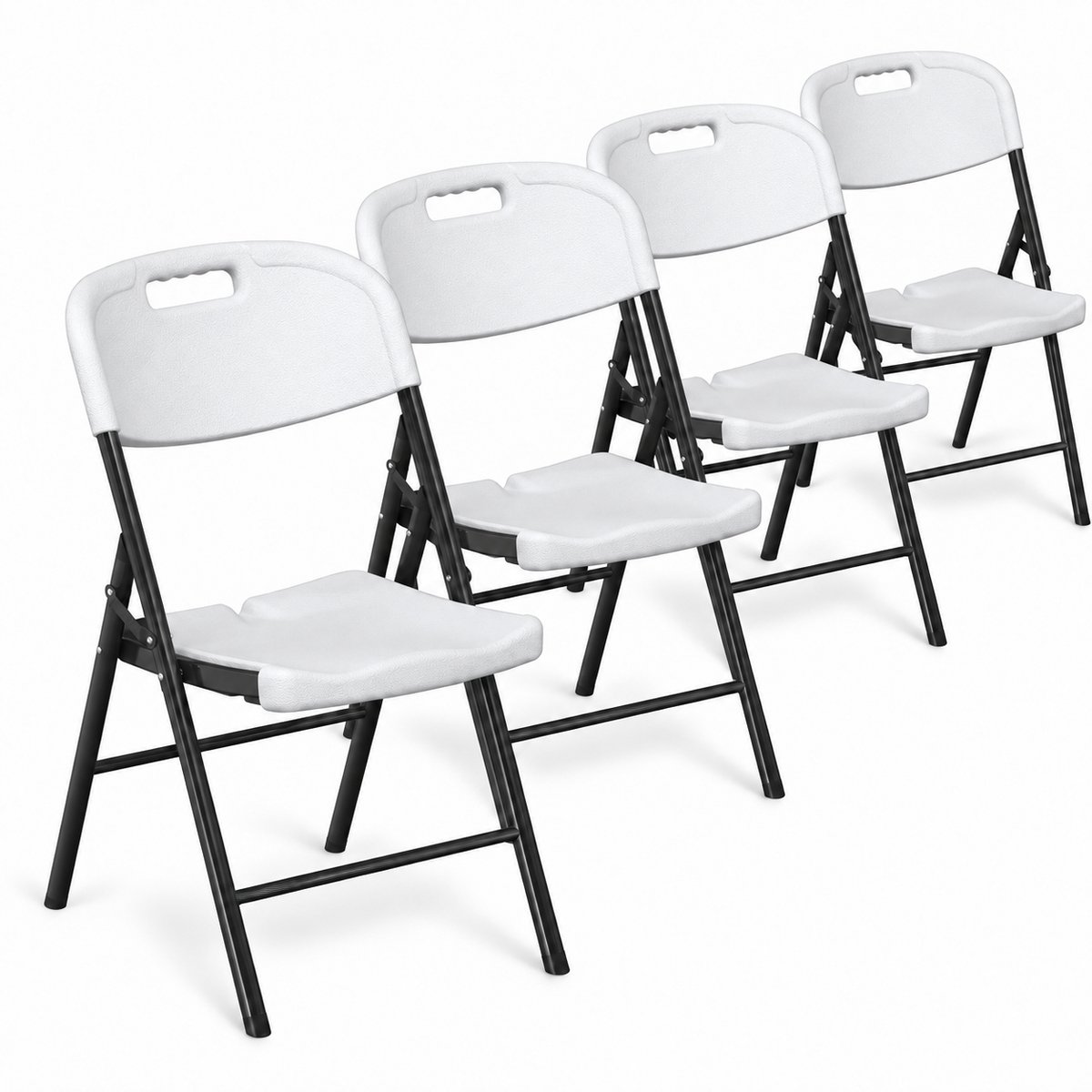 ADSafety Klapstoelen Set van 4 - Vouwstoelen Zware Kwaliteit - Weersbestendig - Tot 200 kg - Opvouwbare Stoelen - 46 x 51 x 86 cm - Wit
