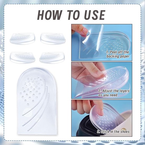 Transparante Gel Heel Pads voor Schoenen - Orthopedische Inlegzolen voor Voetcorrectie bij Mannen en Vrouwen, Comfort en Ondersteuning voor Gezonde Voeten — afbeelding 3