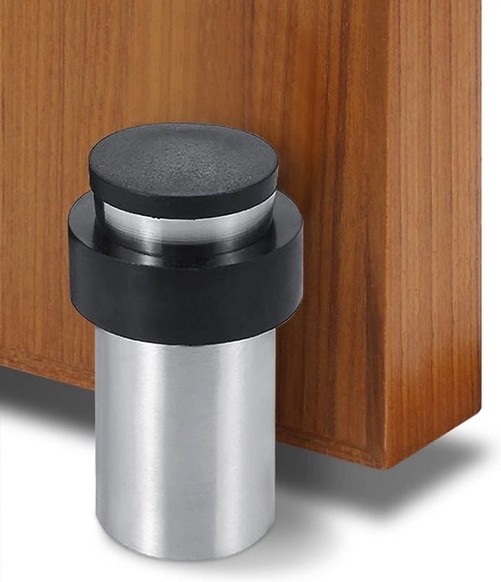 Vloermontage deurstopper 65 mm van roestvrij staal met rubberen bumper - Geluidsdemping en wandbeschermer
