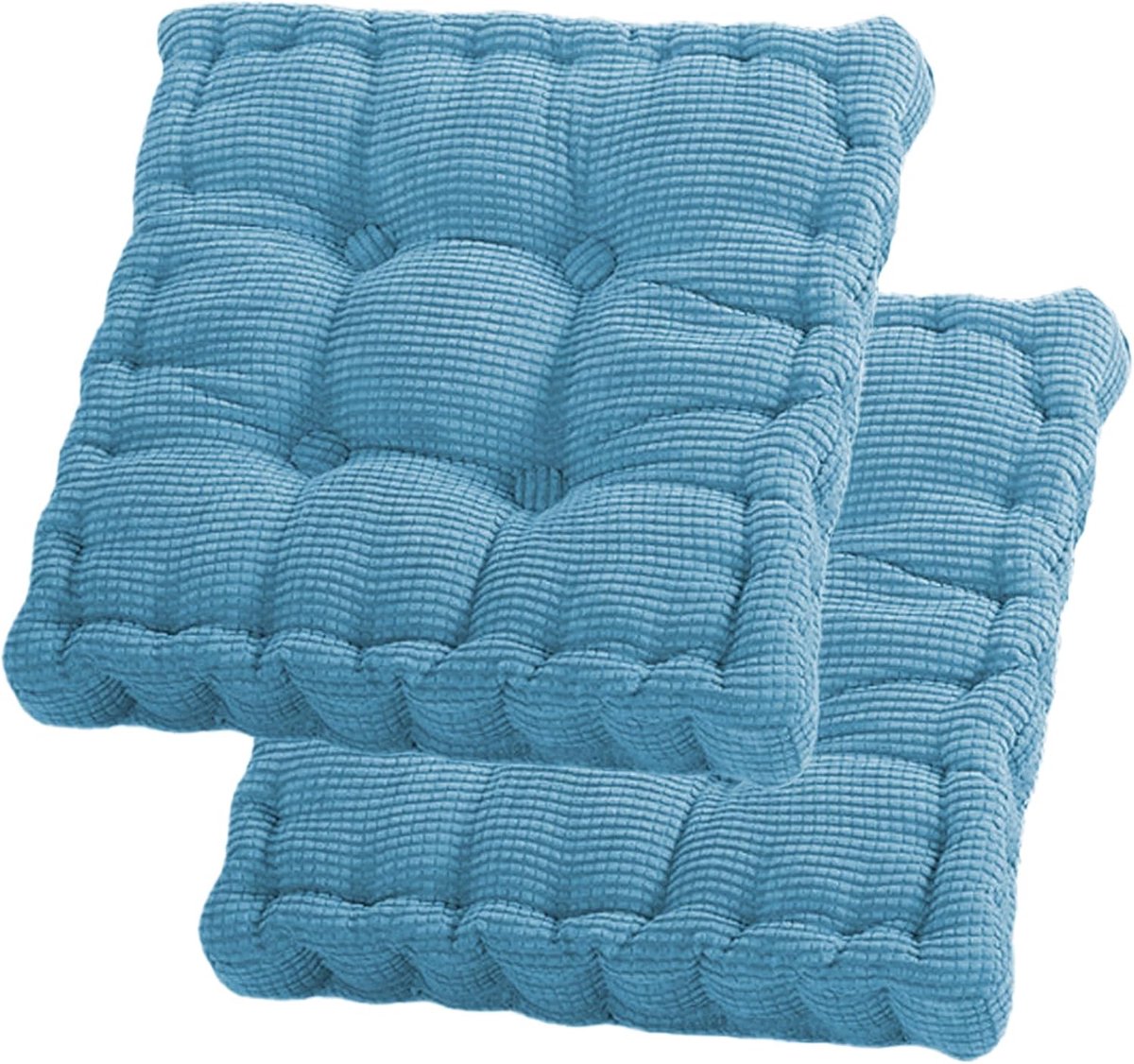 Set van 2 vloerkussens, 40 x 40 cm, zitkussen, stoel, katoenen bekleding, dik vloerkussen, yogakussen, huisdierbed, zitkussen voor binnen en buiten, blauw