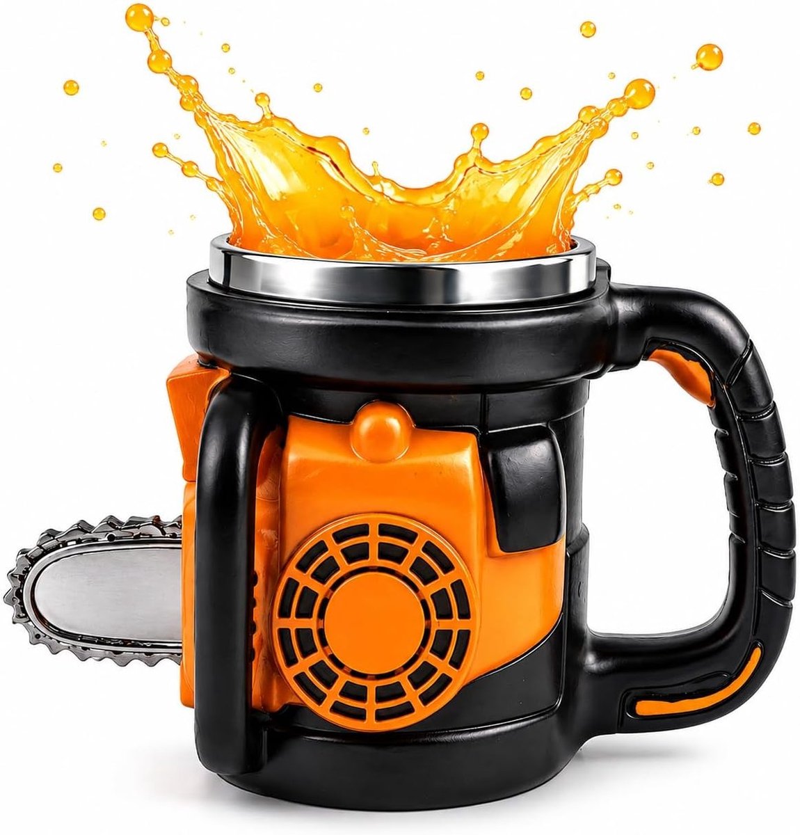 Grappige 3D Kettingzaag Mok van RVS 300ml - Creatief Cadeau voor Thuis, Keuken en Kantoor, Perfect voor Verjaardagen en Kerstmis