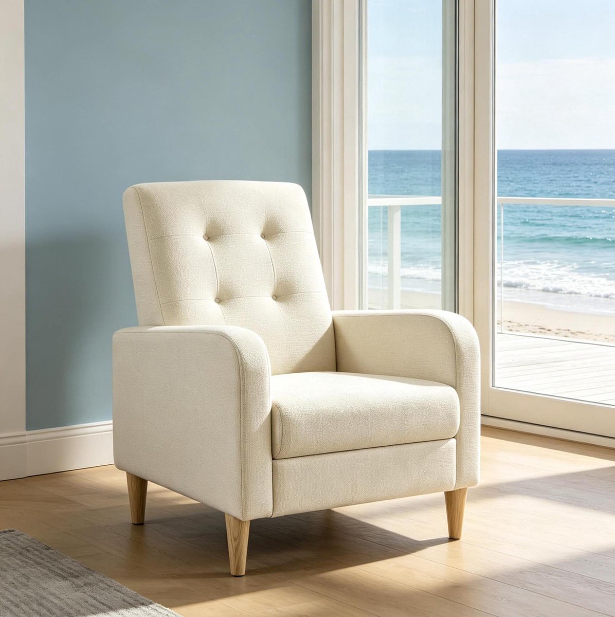 MODENUIT Fauteuil 68 x 90,5 x 73,5 cm - Hoge Rugleuning Met Armleuningen - Woonkamer - Linnen Beige