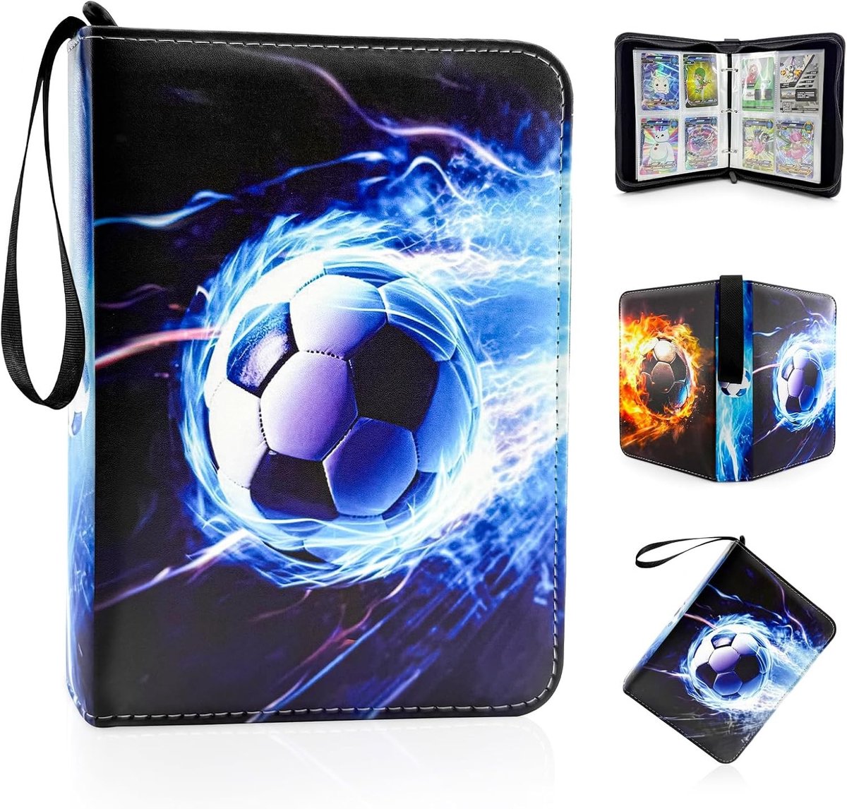 Voetbalverzamelalbum voor ruilkaarten, waterdicht PU, 50 pagina's voor 400 kaarten, ideaal voor voetbalfans en verzamelaars van speelkaarten