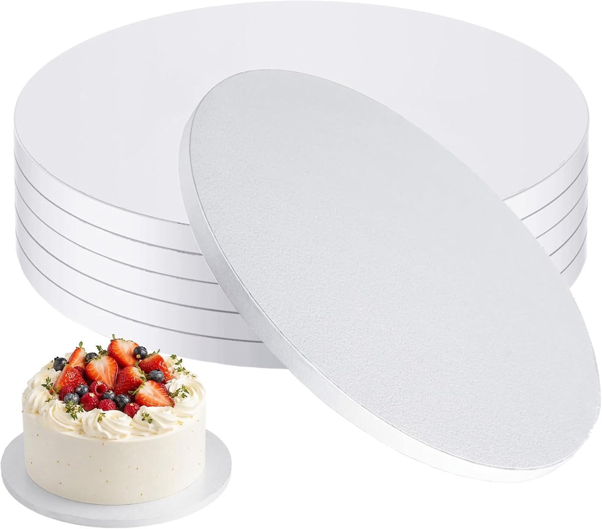 6 stuks taartbord karton, taartbord 25 cm rond | Herbruikbare taartonderlegger voor 20-28 cm taarten en desserts enz. (30,5 cm)