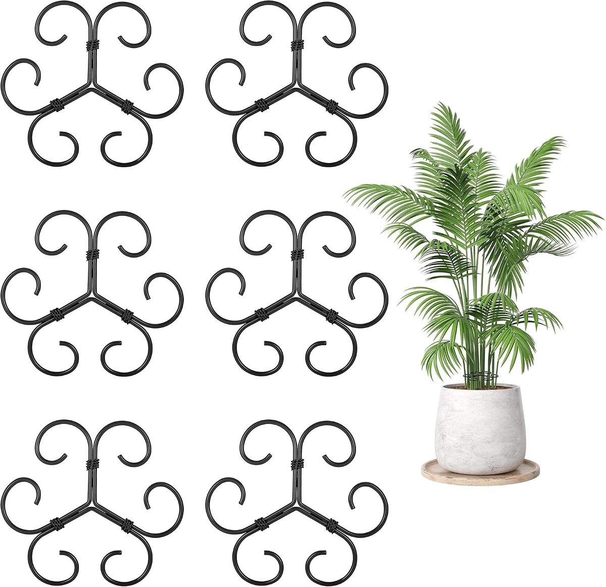 herbruikbaar, voor stabilisatie en ondersteuning van bladeren, metalen plantenstandaard voor klimplanten, kamerplanten (zwart)