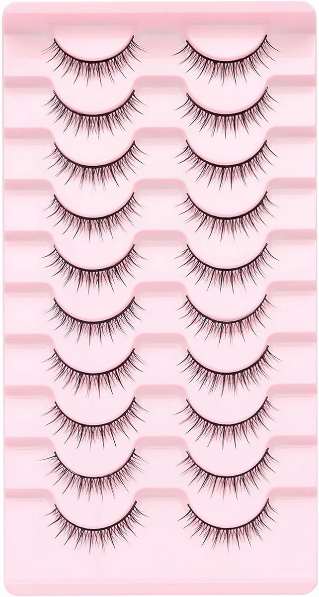 Valse wimpers, slanke wimpers, natuurlijk make-up-effect, 10 paar, 8-12 mm, zacht, herbruikbaar, geschikt voor beauty-make-up, dikke cosplay-make-up, podiummake-up, naturel