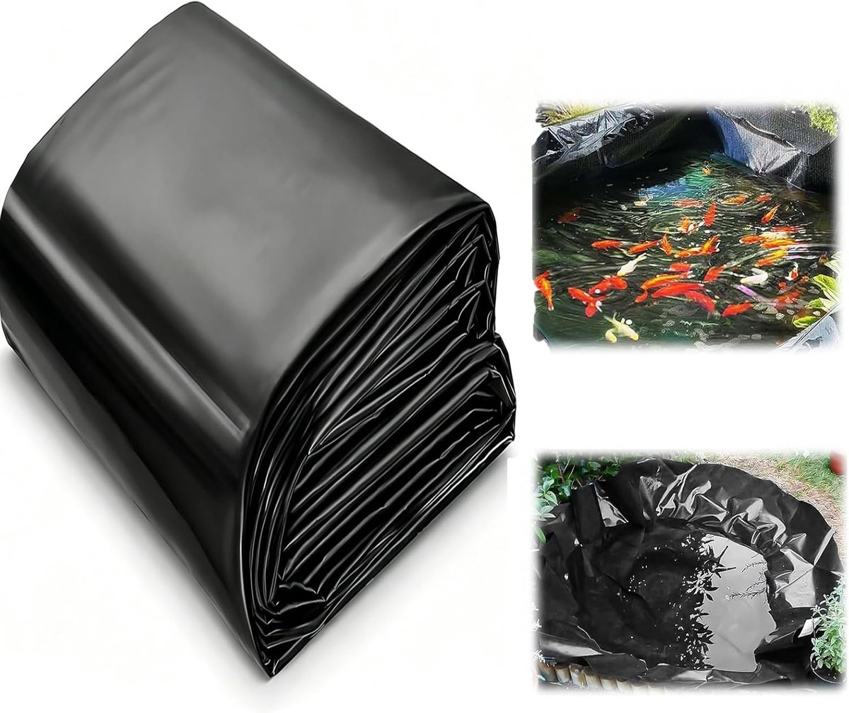 Zwart, HDPE, vijverfolie, visvijverfolie, 0,2 mm dik, stabiel zwaar belastbaar, vloeibaar vijverzeil, voor visvijvers, fonteinen, watertuin en waterval