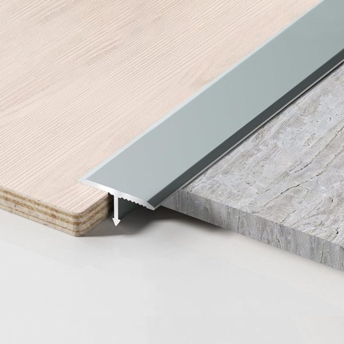 Aluminium T-profiel Overgangsstrip - 3 Stuks, 900 x 20 mm - Voor Drempels en Verbindingsvloeren van Laminaat, Tegels en Planken - Grijs