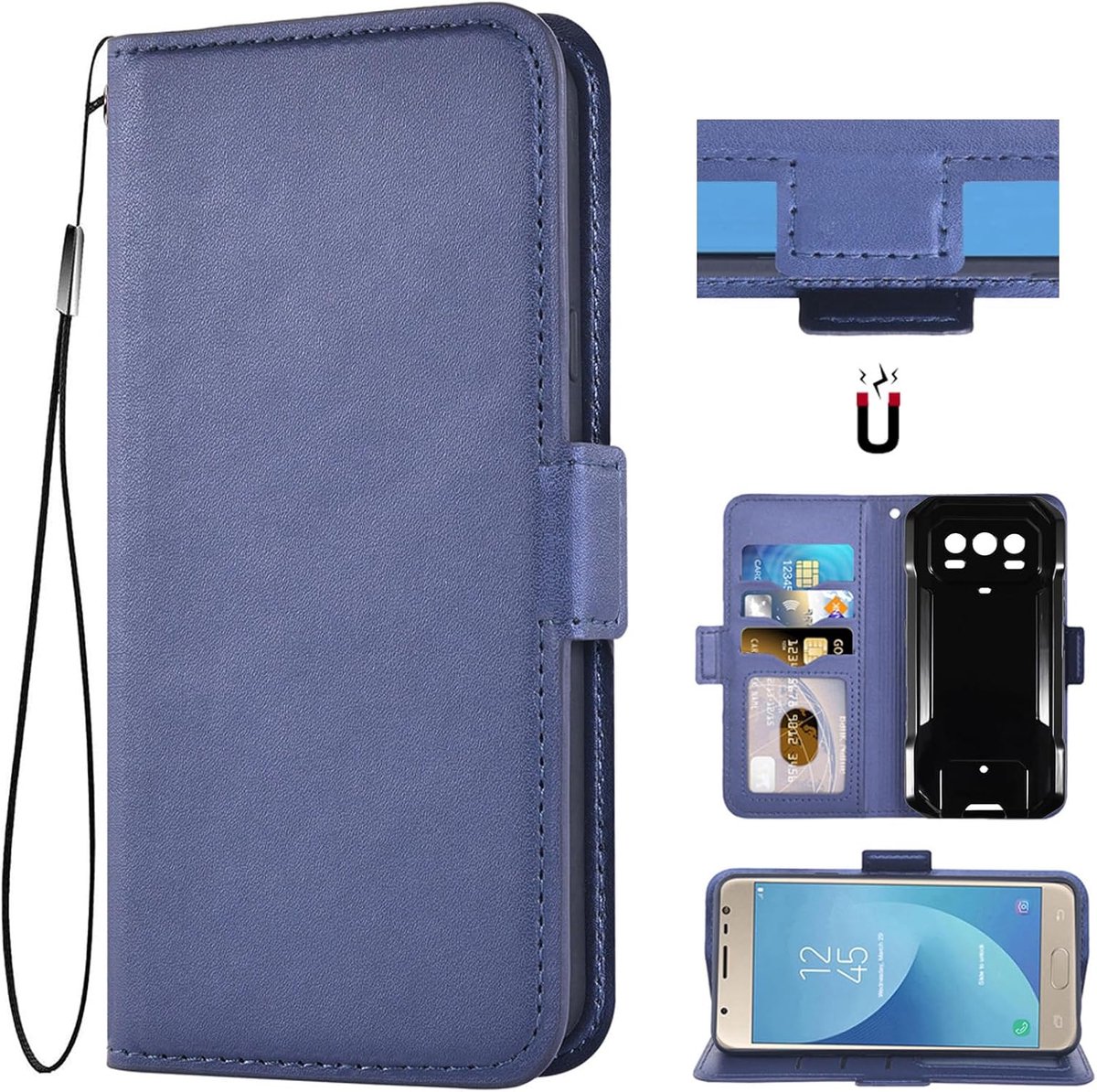 Hoes met cameralensbescherming Portemonnee Flip Hoesje met Stand Kaartsleuf Ontwerp Voor Ulefone Armor 27 Pro/Armor 27T Pro/Armor 27 Smartphone (Blauw)